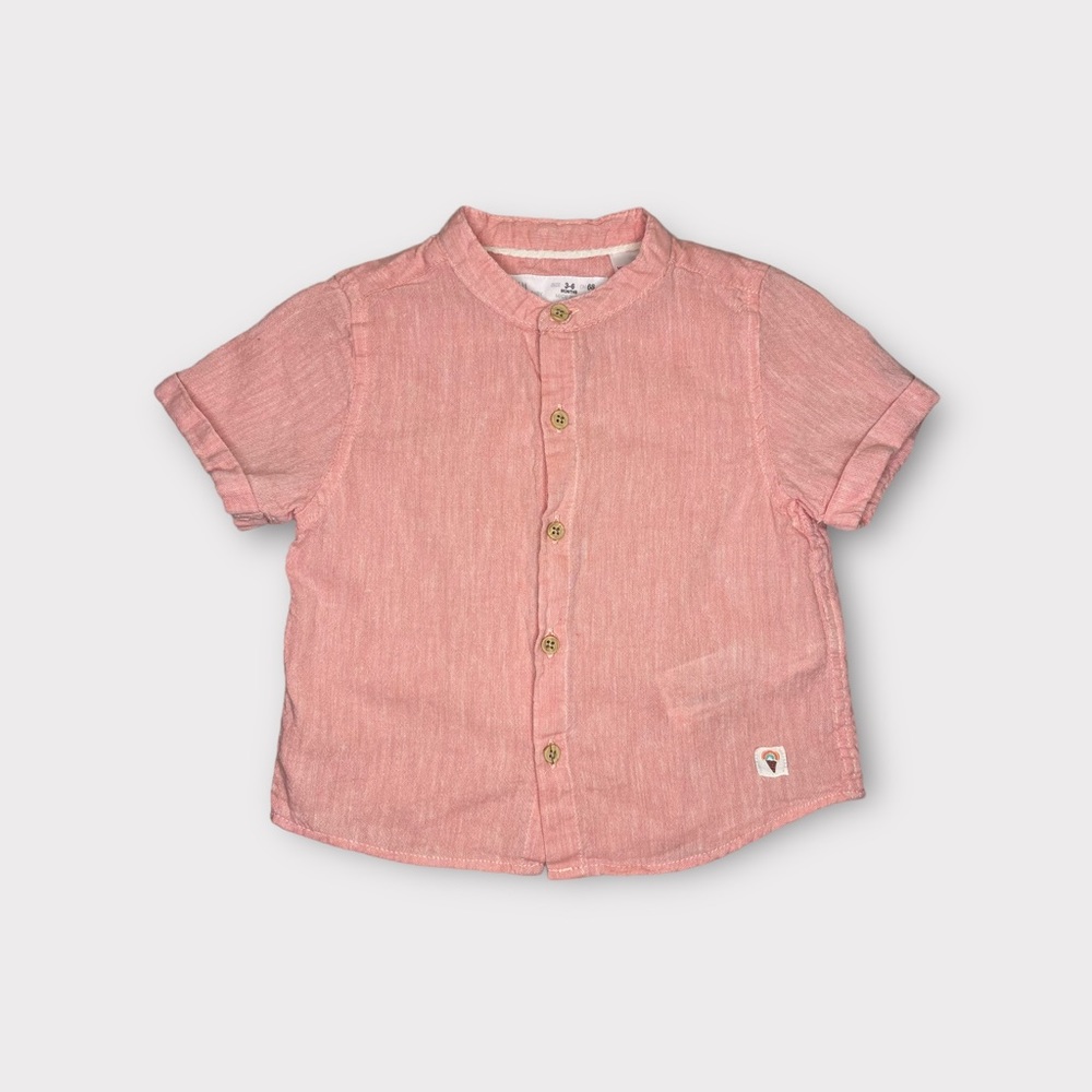Zara Pink Salmon Button Up Linen Top